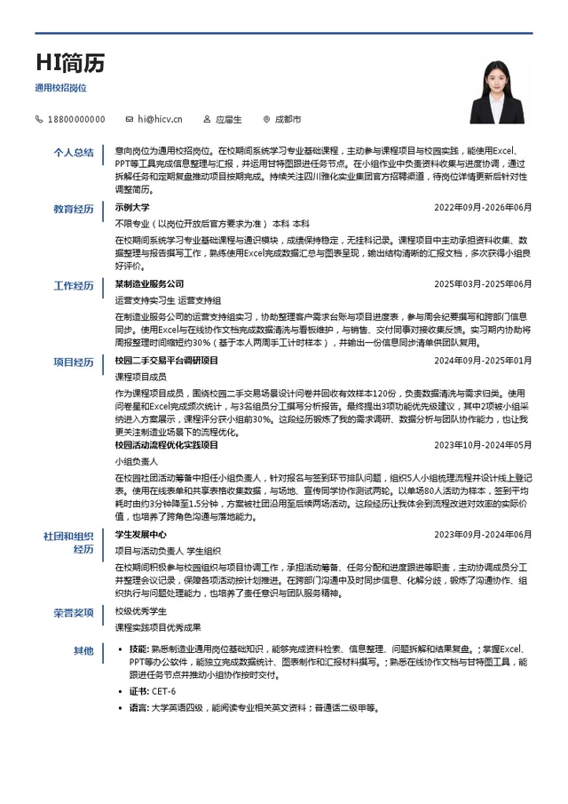 四川雅化实业集团股份有限公司通用校招岗位投递简历模板