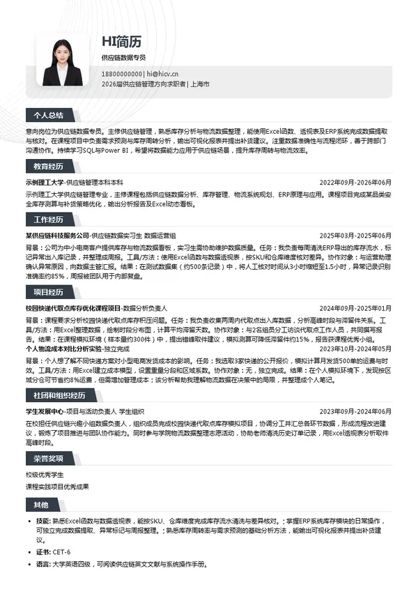 供应链数据专员简历模板