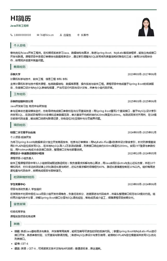 中通供应链管理有限公司Java开发工程师投递简历模板