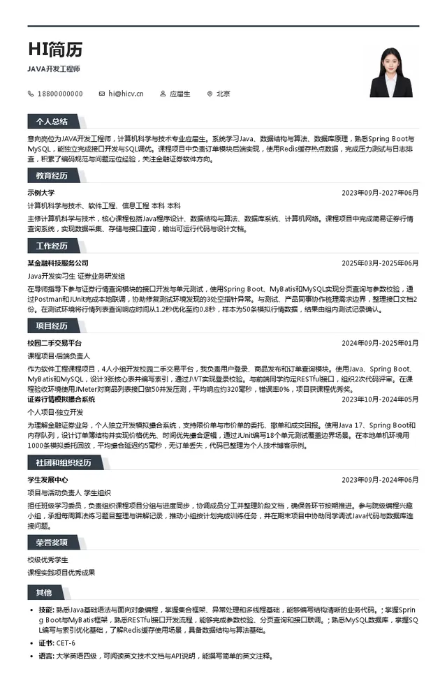 新意科技JAVA开发工程师投递简历模板