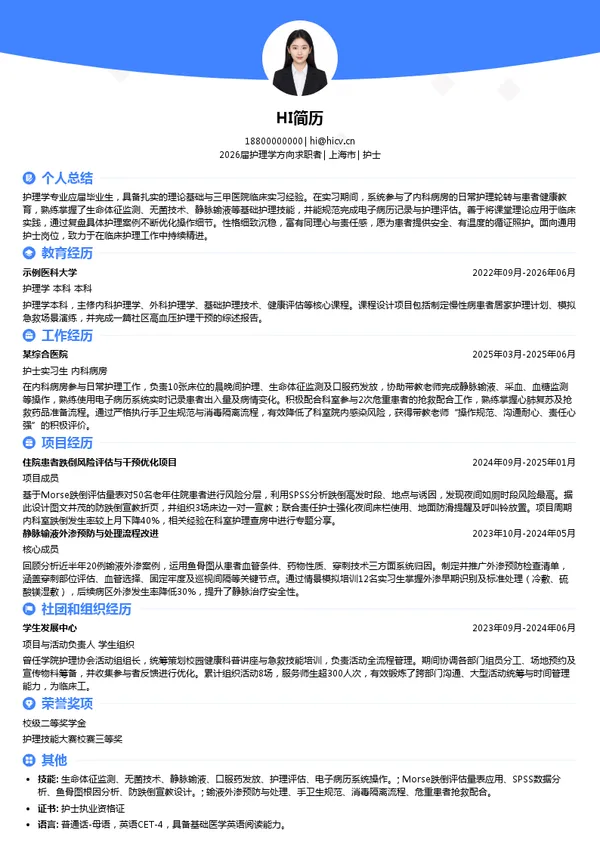 求职护士简历模板