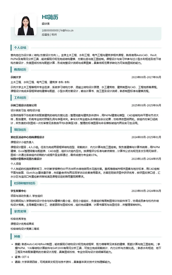 中国电建华东院设计类投递简历模板