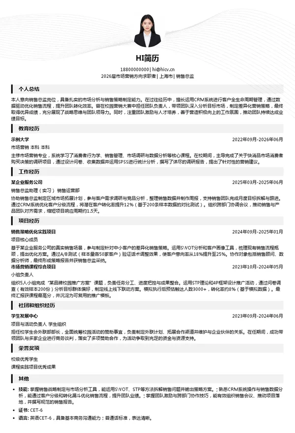 销售总监简历模板