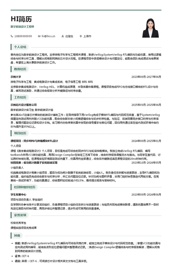 烨知心科技数字前端设计工程师投递简历模板