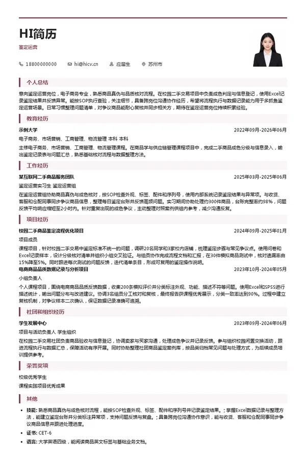 多抓鱼（北京）科技有限公司鉴定运营投递简历模板